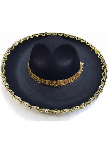 Altın Renk Şeritli Meksika Mariachi Latin Şapkası 55 cm Çocuk fiyatları