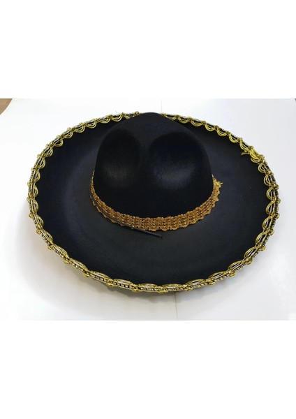 Altın Renk Şeritli Meksika Mariachi Latin Şapkası 55 cm Çocuk modelleri