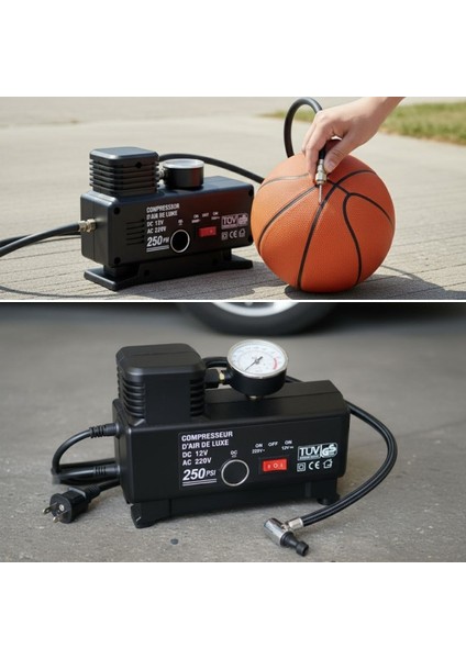 Buffer® 250 Psı Güçlü Taşınabilir Hava Kompresörü-Araba, Motosiklet, Bisiklet ve Top Şişirme Için Elektrikli Fişli Çakmaklıklı Lastik Şişirme Pompası fiyatları