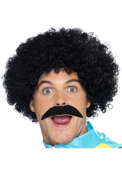 Siyah Scouser Erkek Kısa Peruk 120 gr ve Bıyık Seti