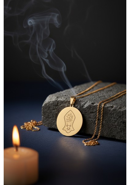 Altın Renk Hakkani Mührü ve Nal-I Şerif Yazılı Çelik Kolye Paslanmaz Kararmaz Zincir indirimleri