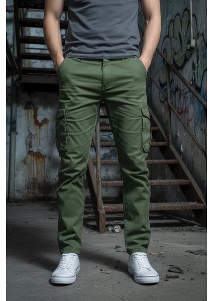 Kışlıkhaki Kargo - Boru Paça, Gabardin, Likralı, Regular