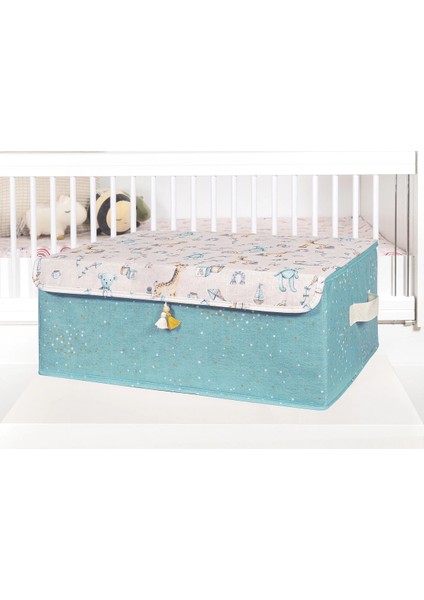 Baby Püsküllü Kapaklı Kutu Düzenleyici Çok Amaçlı Organizer Kutu Baza Boy (Yeşil)