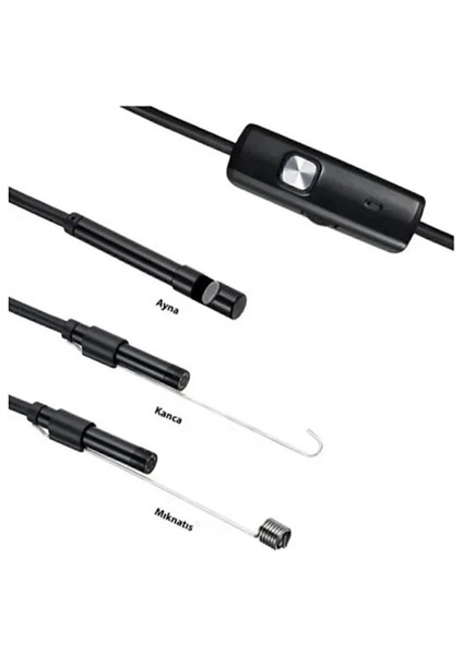 Buğz Vtn-02 Endoskop Yılan Video Kamera Led’li 2 Metre 7 mm Sert Kablo Su Geçirmez