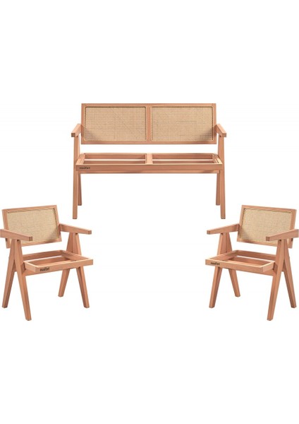 Edrian Hasırlı Luna Çay Takımı Cilasız Ham