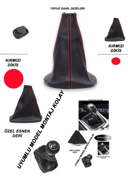 Cıtroen Ds3 Uyumlu Oto,araç Vites Körüğü Kırmızı Dikiş modelleri