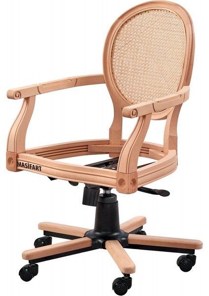 Alter Hasırlı Madalyon Döner Koltuk Cilasız Ham