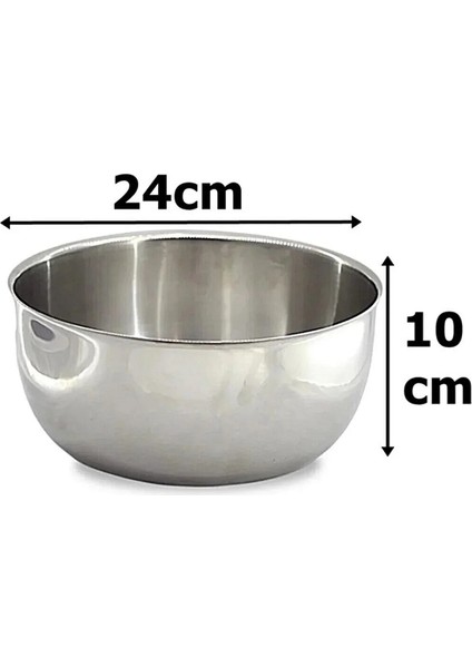 430 Paslanmaz Çelik Karıştırma Kabı 24CM 3,5 Litre Çırpma Yoğurma Hamur Salata Pişirme Kasesi