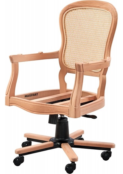 West Hasırlı Klasik Döner Koltuk Cilasız Ham