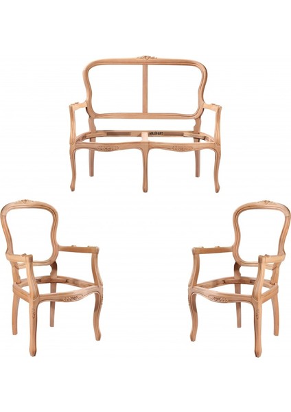 Virl Etek Oymalı Çay Takımı Cilasız Ham