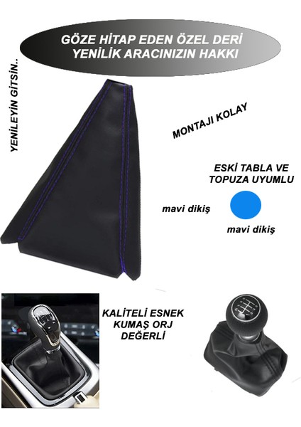 Cıtroen C2 Uyumlu Oto,araba Vites Körüğü Mavi Dikiş fırsatları