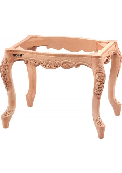 Ortens 55 Lik Kavisli Oymalı Puf Cilasız Ham