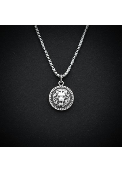 Minimal Aslan Madalyon Gümüş Kaplama Örme Zincir Kolye modelleri