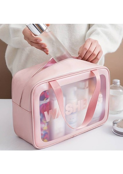 Su Geçirmez Çanta Makyaj Bakım Çantası (Pembe) fiyatları