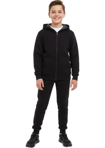 Erkek Çocuk Kapüşonlu Fermuarlı 3 Iplik Eşofman Takım BGL-ST05053