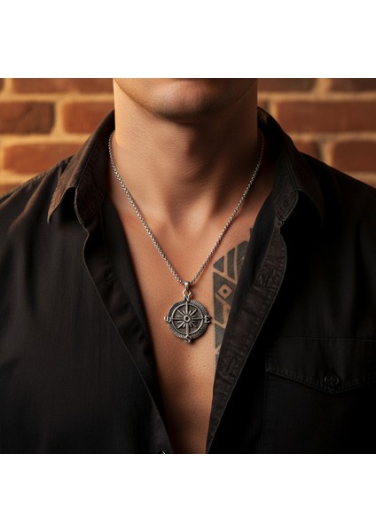 Pusula Gümüş Kaplama Örme Zincir Kolye fiyatları