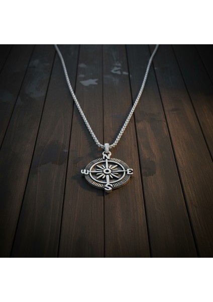 Pusula Gümüş Kaplama Örme Zincir Kolye fırsatları