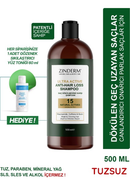 Saç Dökülmesi Karşıtı Hızlı Uzamaya Yardımcı Güçlendirici Keratin, Biotin 15 Aktifli Şampuan 500 ml