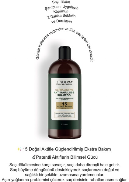 Saç Dökülmesi Karşıtı Hızlı Uzamaya Yardımcı Güçlendirici Keratin, Biotin 15 Aktifli Şampuan 500 ml