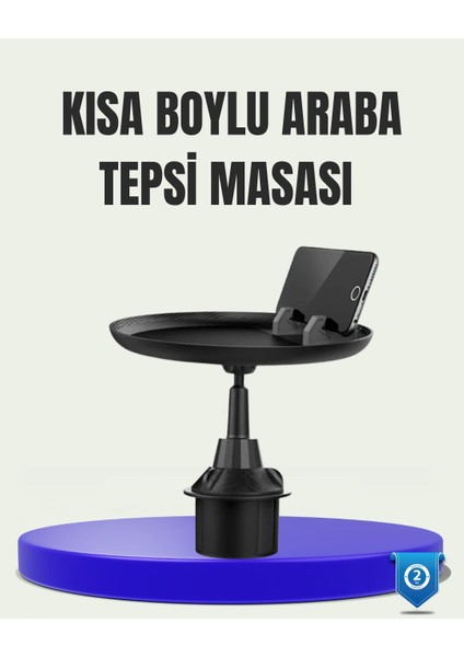 Buğz 360° Döner Araç Bardaklık Tepsisi Geniş Yemek Alanlı Telefon Standlı