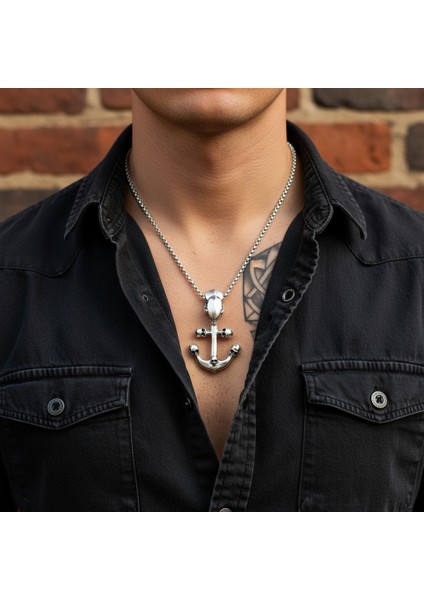 Kuru Kafa Deniz Çapa Gümüş Kaplama Örme Zincir Kolye fiyatları