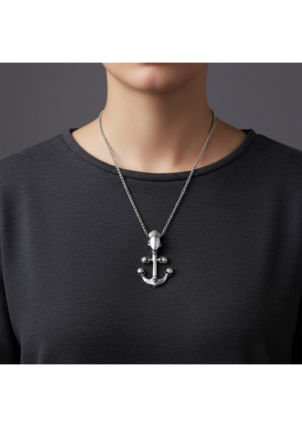 Kuru Kafa Deniz Çapa Gümüş Kaplama Örme Zincir Kolye modelleri