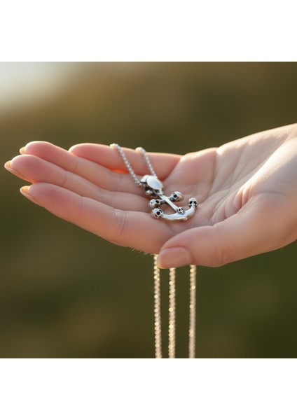 Kuru Kafa Deniz Çapa Gümüş Kaplama Örme Zincir Kolye fırsatları