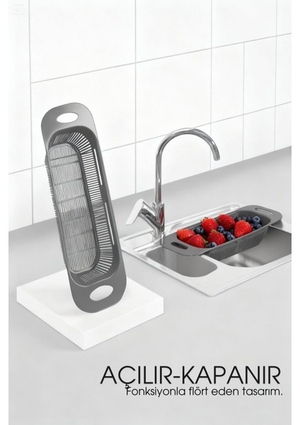 Ayarlanabilir Sürgülü Lavabo Süzgeci – Mutfak Için Pratik ve Şık Tasarım Gri 722439