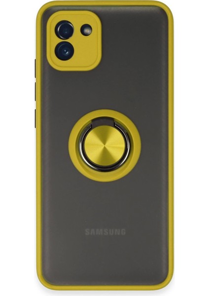 A03 Kılıf Montreal Yüzüklü Silikon Kapak - SARI-(5796)