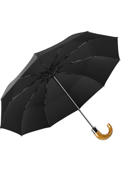 10 Telli Güçlendirilmiş Ahşap Saplı Şemsiye Tam Otomatik Korumalı Şemsiye fiyatları