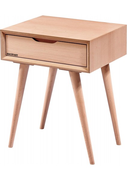 Placid Retro Tek Çekmeceli Komodin Cilasız Ham