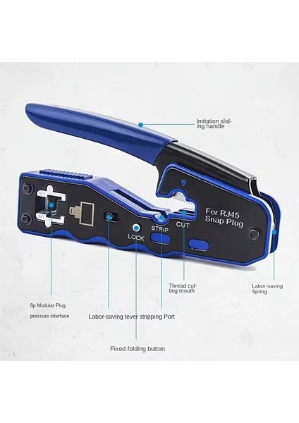 Yeni Nesil Mavi Ez CAT7/CAT6A/CAT6 8P8C Utp Yeni Nesil Sıkma Pensesi RJ45 RJ11 RJ12 Crimper Pensesi Network Aksesuarları