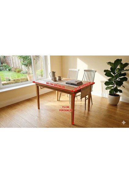 Iskandinav Tarzı Modern Çalışma ve Yemek Masası - 90X70 cm Ahşap Ayahlı 1.sınıf Mdf Meşe Desenli