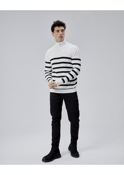 Erkek Triko Kazak Arpol Dik Yaka Fermuarlı Pl