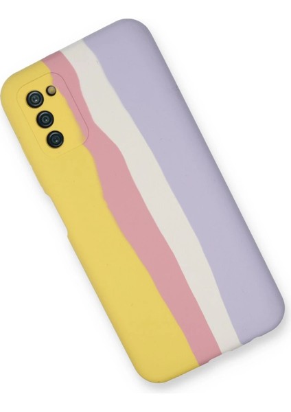 Samsung Galaxy A03S Kılıf Ebruli Lansman Silikon - Sarı-Mavi fiyatları