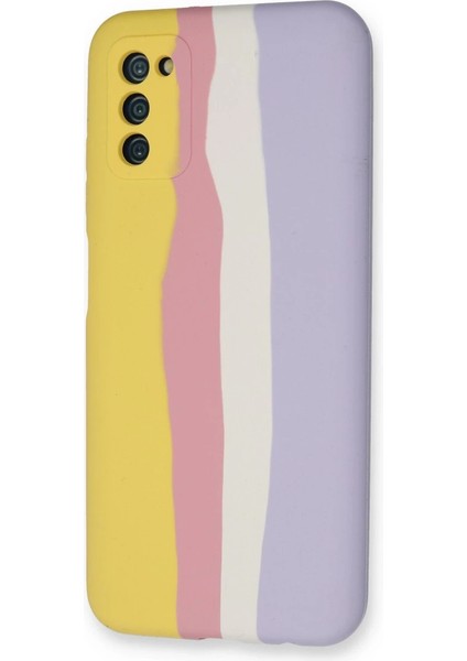 Samsung Galaxy A03S Kılıf Ebruli Lansman Silikon - Sarı-Mavi modelleri