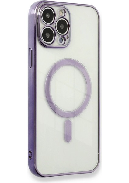 Iphone 13 Pro Max Kılıf Magneticsafe Lazer Silikon - Mor