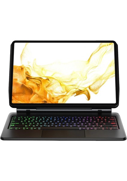 Samsung Galaxy T737 Tab S7 Fe 12.4 Kılıf Eternal Ledli Klavyeli Tablet Kılıfı - Siyah