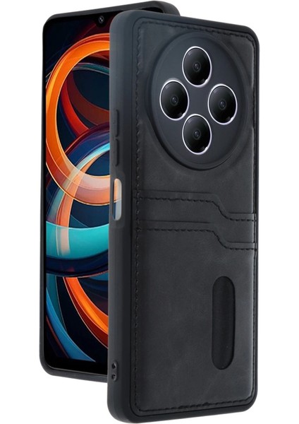 Xiaomi Redmi 14C Kılıf Sara Kartvizitli Deri Kılıf - Siyah