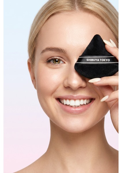 Üçgen Pudra Pufu ve Makyaj Süngeri 3’lü Set Kumaş Kese