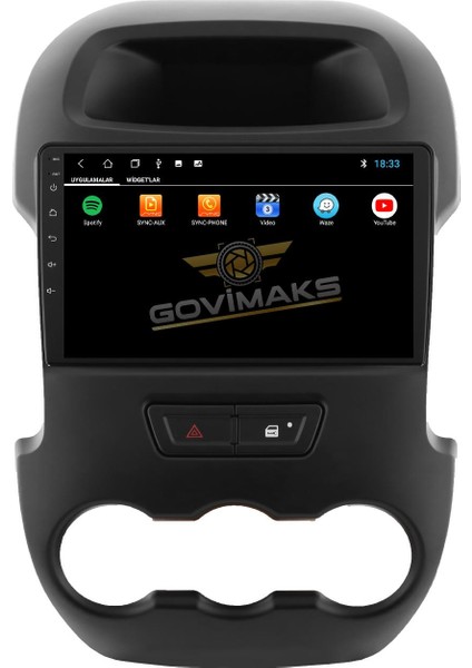 GOVİMAKS FORD RANGER 2011-2015 UYUMLU 2 GB RAM 32 GB HAFIZA ANDROID MULTIMEDIA TEYP