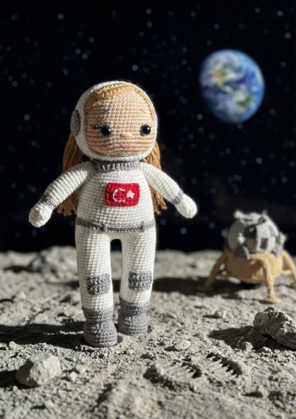 Astronot Elif – El Yapımı Örgü Amigurumi Bebek