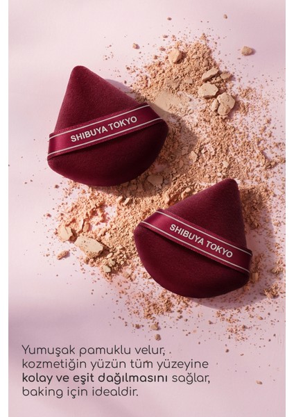 Üçgen Pudra Pufu ve Makyaj Süngeri 3’lü Set Kumaş Kese fırsatları