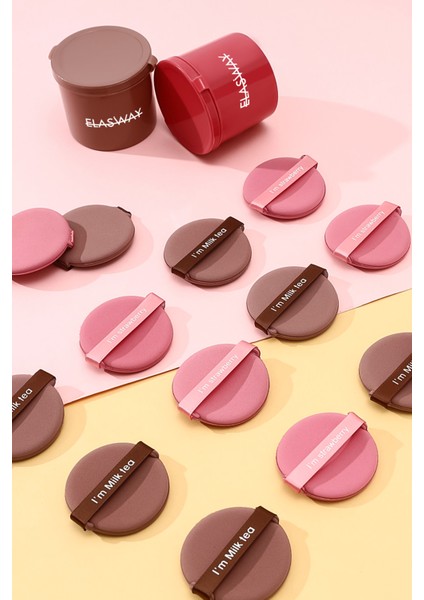 7’li Yuvarlak Pudra Pufu Makyaj Süngeri Seti Islak/kuru Parmak Bantlı Kutulu