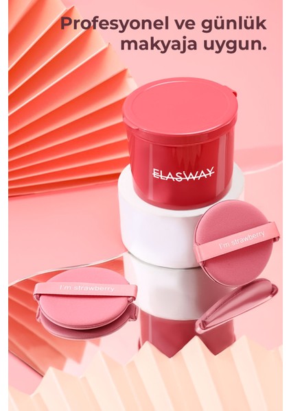 7’li Yuvarlak Pudra Pufu Makyaj Süngeri Seti Islak/kuru Parmak Bantlı Kutulu