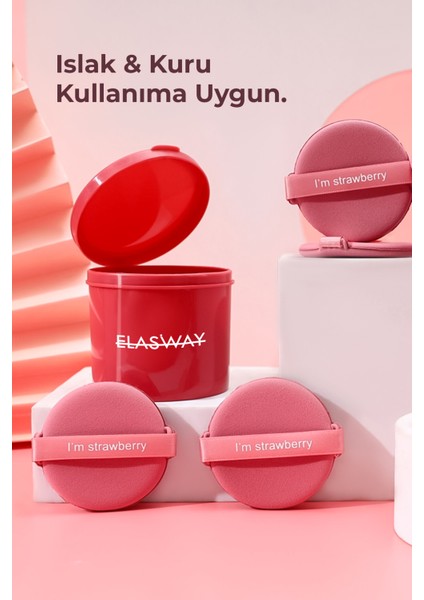 7’li Yuvarlak Pudra Pufu Makyaj Süngeri Seti Islak/kuru Parmak Bantlı Kutulu