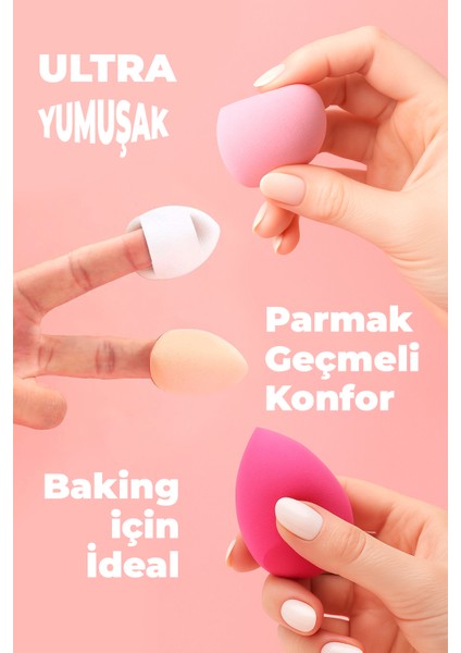 8’li Makyaj Süngeri Seti – Damla & Kesik Damla + Parmak Bantlı Pudra Pufu, Kavanoz, Toka Hediyeli fiyatları