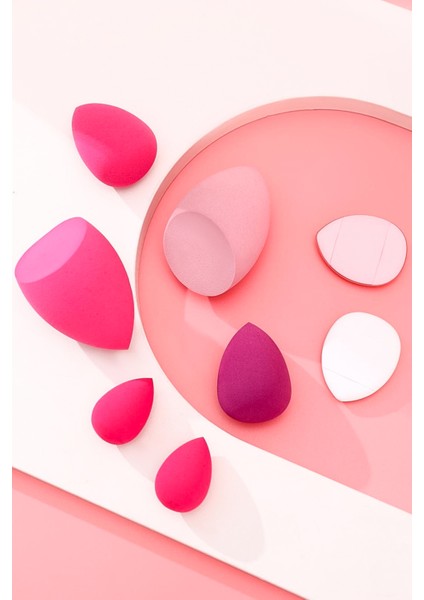 8’li Makyaj Süngeri Seti – Damla & Kesik Damla + Parmak Bantlı Pudra Pufu, Kavanoz, Toka Hediyeli modelleri