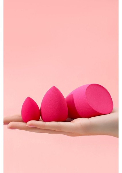 8’li Makyaj Süngeri Seti – Damla & Kesik Damla + Parmak Bantlı Pudra Pufu, Kavanoz, Toka Hediyeli