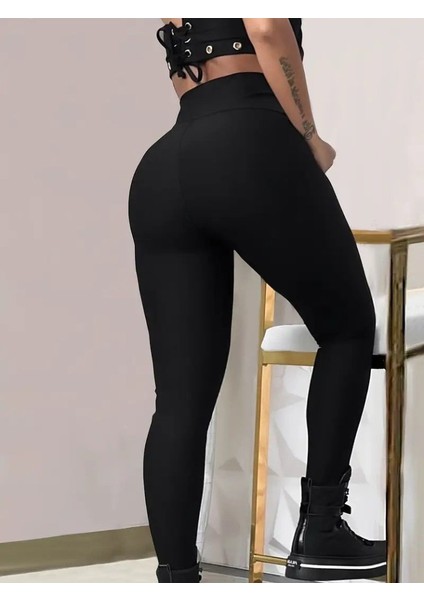 Kadın Yüksek Bel Belden Toka Detaylı Dalgıç Tayt modelleri